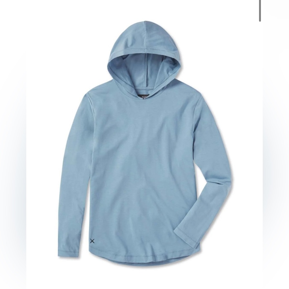 NWOT CUTS HOODED CURVE-HEM LONG SLEEVE light blue